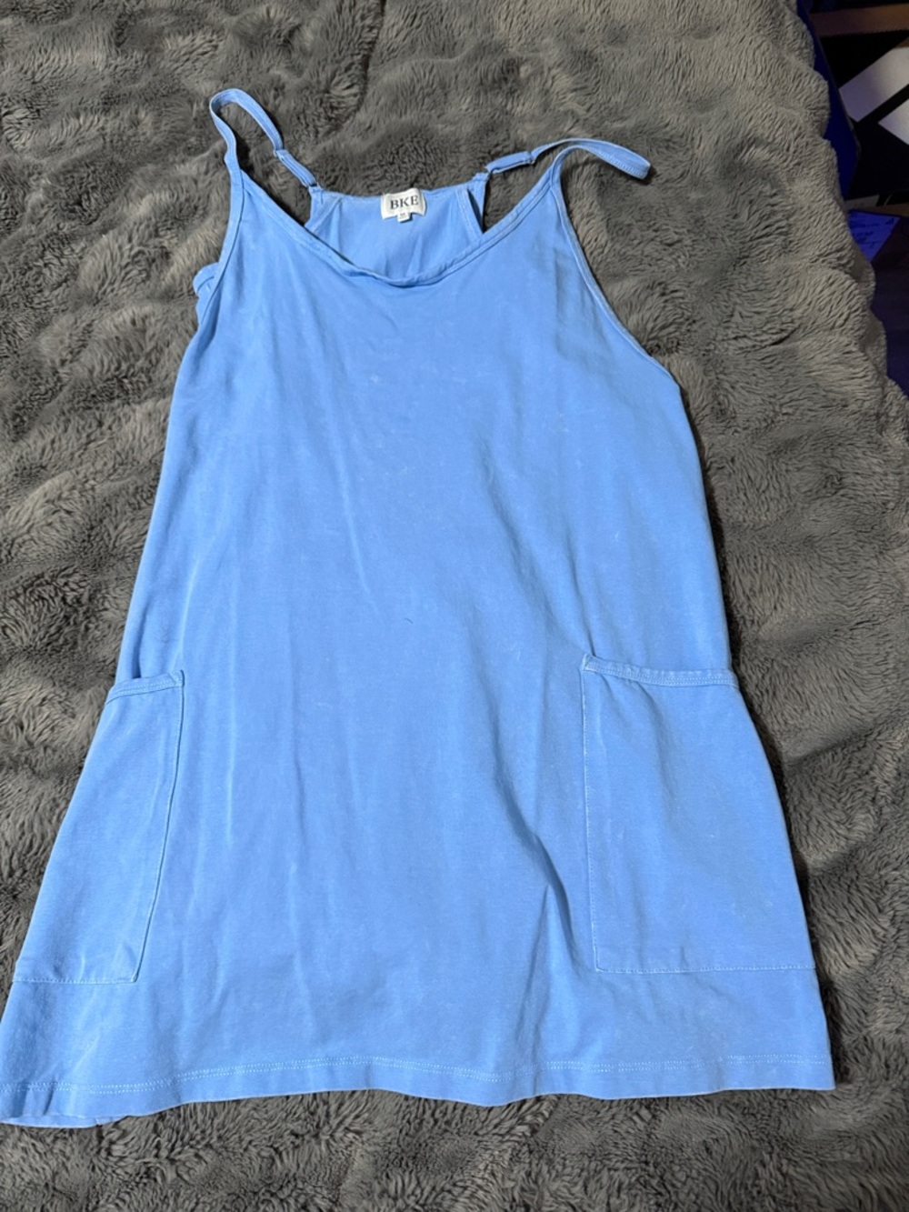 BKE Sky Blue Casual Sleeveless Pocket Dress
